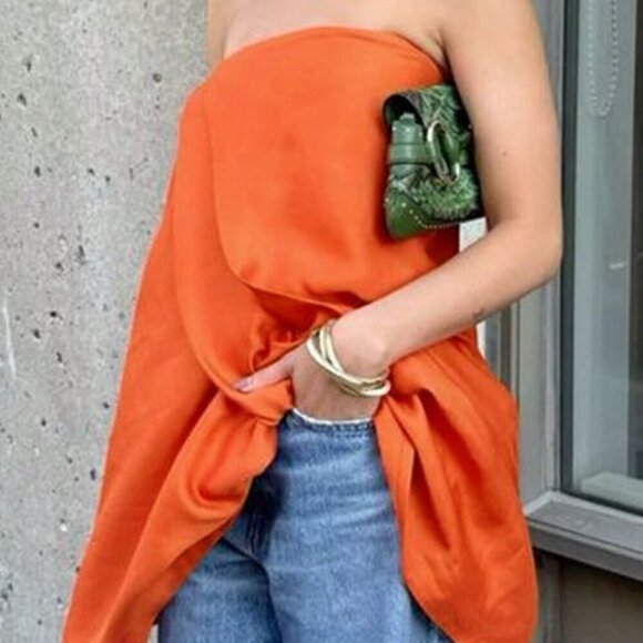 Orange Casual Women's Blouse - Picture 4 of 5